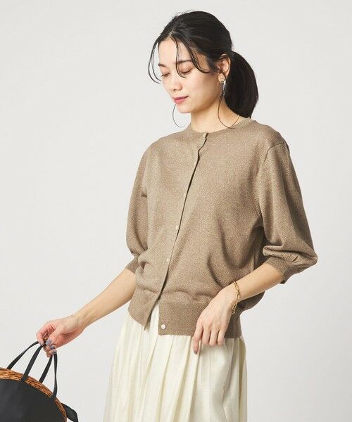 green label relaxing / グリーンレーベル リラクシング カーディガン・ボレロ | ラメ フォルム ハーフスリーブ ニット カーディガン ウォッシャブル | 詳細22