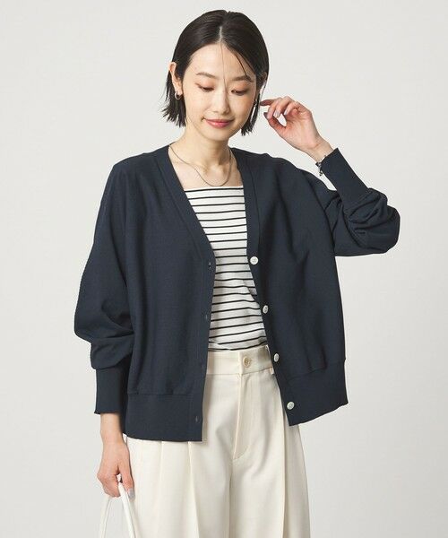 green label relaxing / グリーンレーベル リラクシング カーディガン・ボレロ | HIYOKE Vネック ニット カーディガン マシンウォッシャブル 接触冷感 UVカット 遮熱（NAVY）