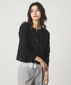 green label relaxing / グリーンレーベル リラクシング カーディガン・ボレロ | 裾レース ドッキング ニット カーディガン