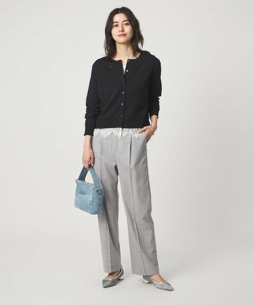 green label relaxing / グリーンレーベル リラクシング カーディガン・ボレロ | 裾レース ドッキング ニット カーディガン | 詳細3