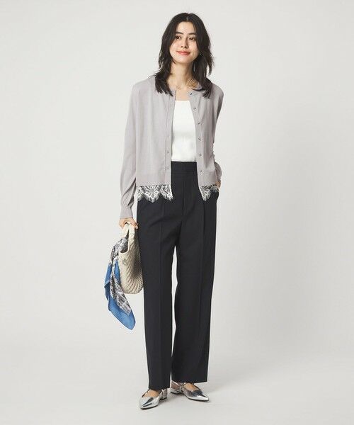 green label relaxing / グリーンレーベル リラクシング カーディガン・ボレロ | 裾レース ドッキング ニット カーディガン | 詳細7