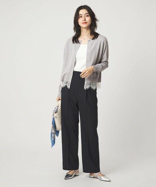 green label relaxing / グリーンレーベル リラクシング カーディガン・ボレロ | 裾レース ドッキング ニット カーディガン | 詳細8