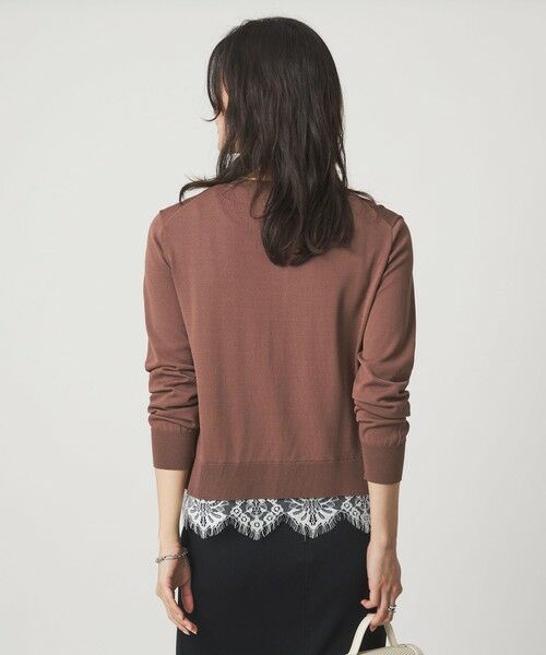 green label relaxing / グリーンレーベル リラクシング カーディガン・ボレロ | 裾レース ドッキング ニット カーディガン | 詳細12