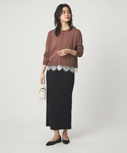 green label relaxing / グリーンレーベル リラクシング カーディガン・ボレロ | 裾レース ドッキング ニット カーディガン | 詳細13