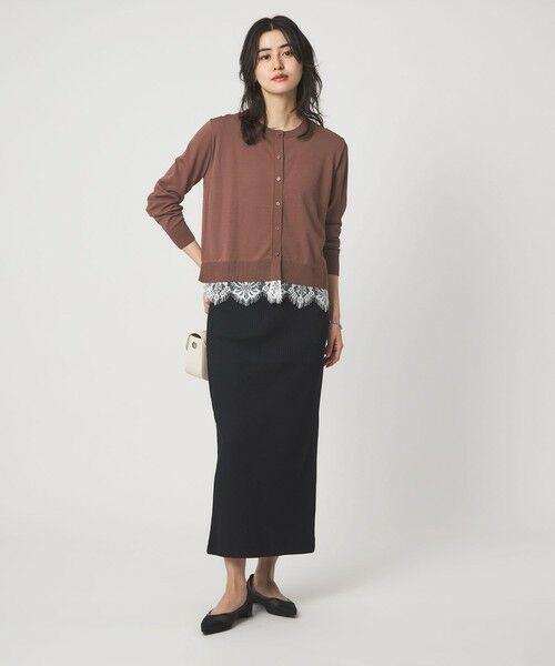 green label relaxing / グリーンレーベル リラクシング カーディガン・ボレロ | 裾レース ドッキング ニット カーディガン | 詳細14