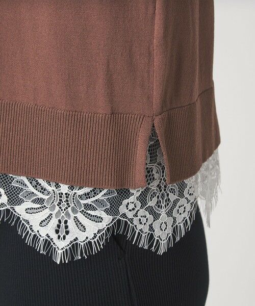 green label relaxing / グリーンレーベル リラクシング カーディガン・ボレロ | 裾レース ドッキング ニット カーディガン | 詳細20