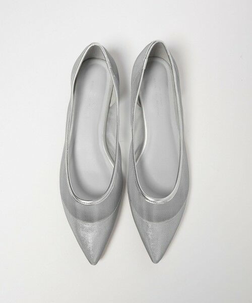 green label relaxing / グリーンレーベル リラクシング パンプス | ポインテッド チュール フラットシューズ（SILVER）