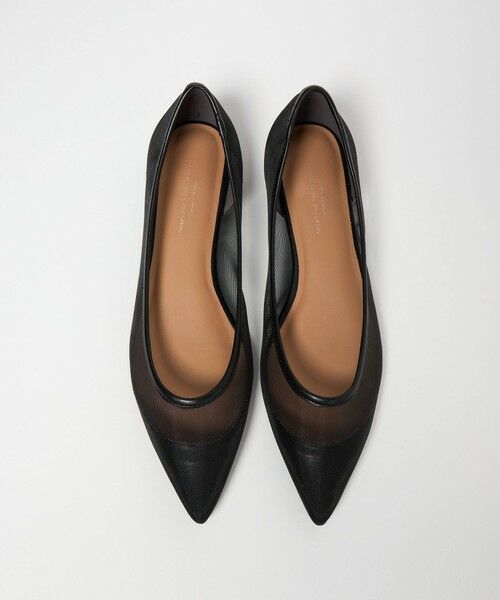 green label relaxing / グリーンレーベル リラクシング パンプス | ポインテッド チュール フラットシューズ（BLACK）