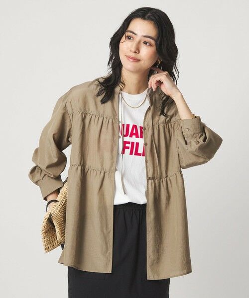 green label relaxing / グリーンレーベル リラクシング シャツ・ブラウス | ボリューム ギャザー ハオリ ブラウス UVカット 接触冷感 | 詳細11