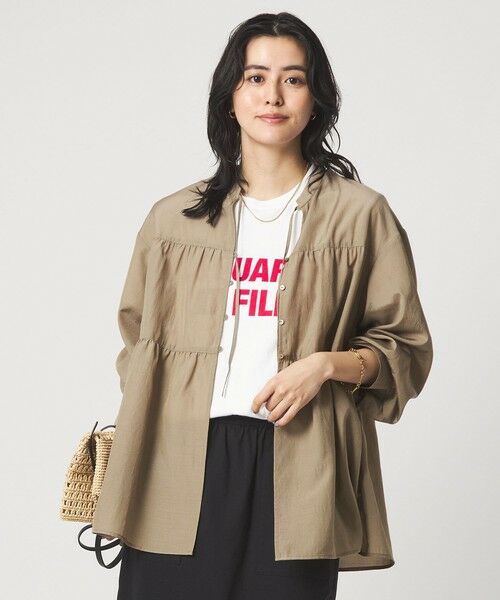 green label relaxing / グリーンレーベル リラクシング シャツ・ブラウス | ボリューム ギャザー ハオリ ブラウス UVカット 接触冷感（MOCA）