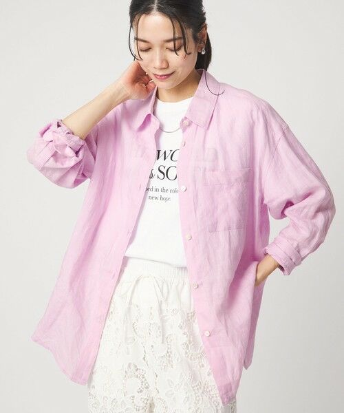 green label relaxing / グリーンレーベル リラクシング シャツ・ブラウス | 【結論シリーズ】リネン2WAYシャツ［size SHORTあり］（LT.PINK）