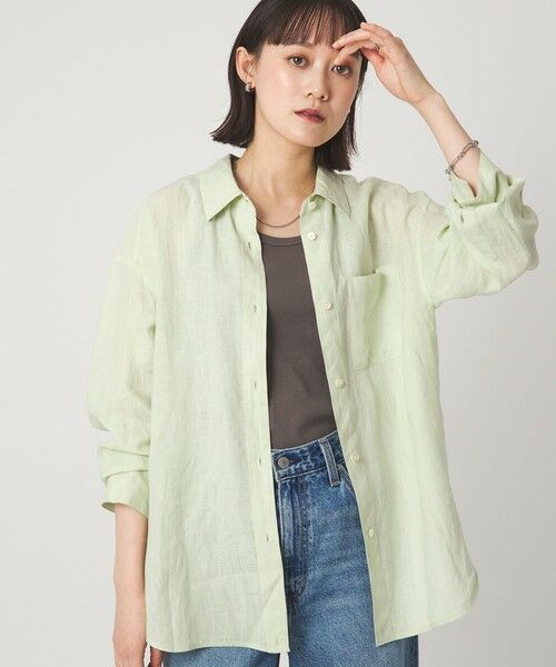 green label relaxing / グリーンレーベル リラクシング シャツ・ブラウス | 【結論シリーズ】リネン2WAYシャツ［size SHORTあり］（LIME）