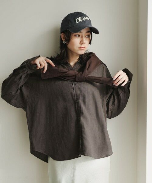 green label relaxing / グリーンレーベル リラクシング シャツ・ブラウス | 【結論シリーズ】リネンバランスシャツ［size SHORTあり］（DK.GRAY）