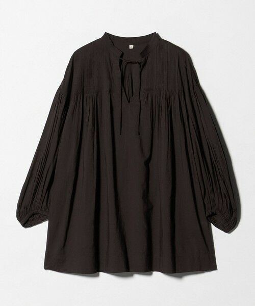 green label relaxing / グリーンレーベル リラクシング シャツ・ブラウス | ボリュームスリーブ ピンタック ブラウス（MD.BROWN）