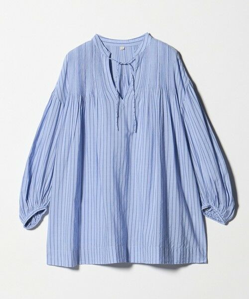 green label relaxing / グリーンレーベル リラクシング シャツ・ブラウス | ボリュームスリーブ ピンタック ブラウス（LT.BLUE）