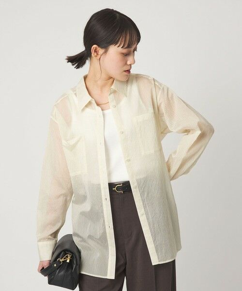 green label relaxing / グリーンレーベル リラクシング シャツ・ブラウス | シアー ストライプ シャツ | 詳細1