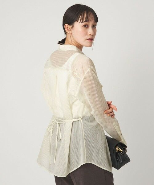green label relaxing / グリーンレーベル リラクシング シャツ・ブラウス | シアー ストライプ シャツ（OFF WHITE）