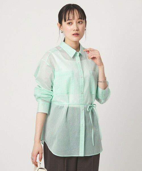 green label relaxing / グリーンレーベル リラクシング シャツ・ブラウス | シアー ストライプ シャツ（LIME）
