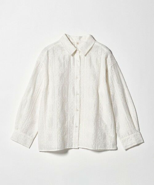 green label relaxing / グリーンレーベル リラクシング シャツ・ブラウス | シアー クロス ステッチ シャツ（OFF WHITE）