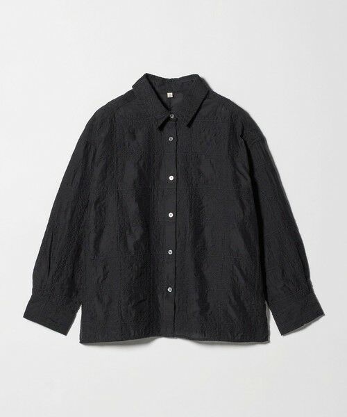 green label relaxing / グリーンレーベル リラクシング シャツ・ブラウス | シアー クロス ステッチ シャツ（BLACK）