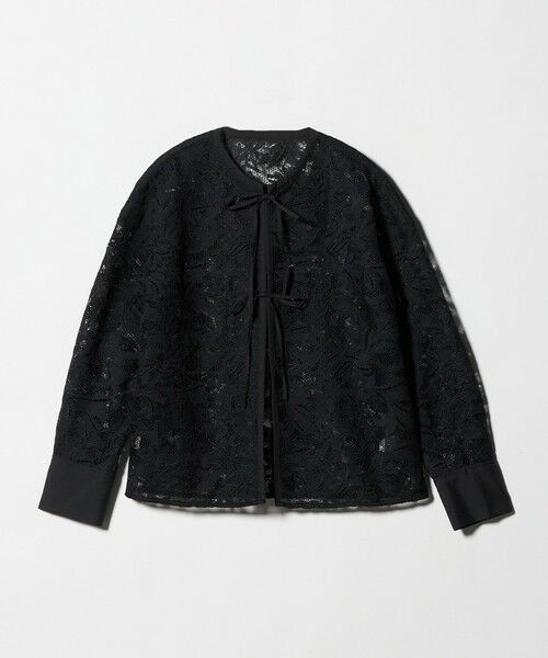 green label relaxing / グリーンレーベル リラクシング シャツ・ブラウス | レース ハオリ ブラウス（BLACK）