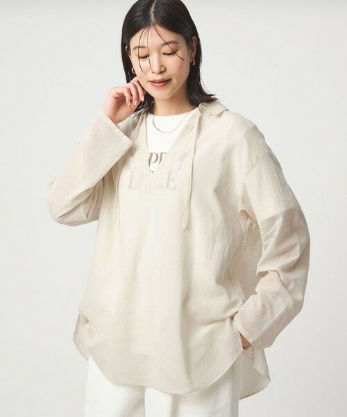 green label relaxing / グリーンレーベル リラクシング シャツ・ブラウス | 【WEB限定】＜at ease＞シアー スキッパー シャツ | 詳細1