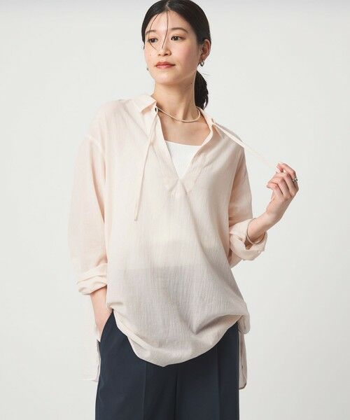 green label relaxing / グリーンレーベル リラクシング シャツ・ブラウス | 【WEB限定】＜at ease＞シアー スキッパー シャツ（PINK）