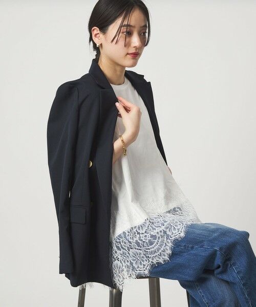 green label relaxing / グリーンレーベル リラクシング カットソー | スソ レース プルオーバー カットソー（OFF WHITE）