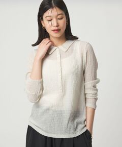 green label relaxing / グリーンレーベル リラクシング カットソー | 【WEB限定】＜at ease＞シアー サッカーライク エリツキ プルオーバー カットソー