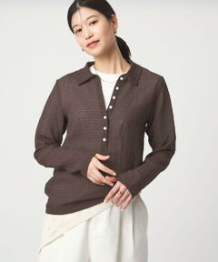 green label relaxing / グリーンレーベル リラクシング カットソー | 【WEB限定】＜at ease＞シアー サッカーライク エリツキ プルオーバー カットソー