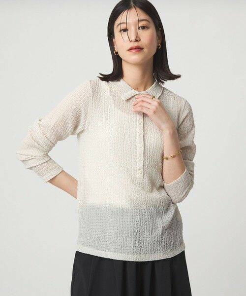 green label relaxing / グリーンレーベル リラクシング カットソー | 【WEB限定】＜at ease＞シアー サッカーライク エリツキ プルオーバー カットソー | 詳細1