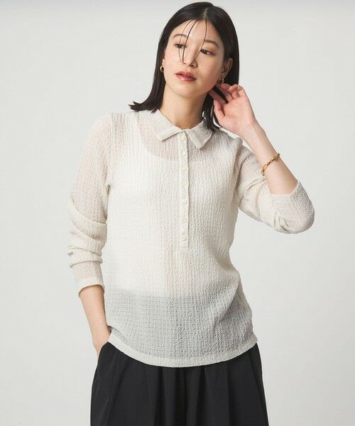 green label relaxing / グリーンレーベル リラクシング カットソー | 【WEB限定】＜at ease＞シアー サッカーライク エリツキ プルオーバー カットソー | 詳細2