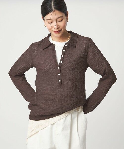 green label relaxing / グリーンレーベル リラクシング カットソー | 【WEB限定】＜at ease＞シアー サッカーライク エリツキ プルオーバー カットソー | 詳細6