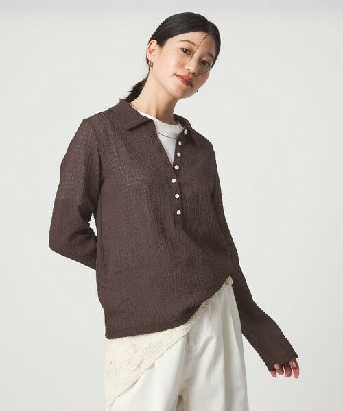 green label relaxing / グリーンレーベル リラクシング カットソー | 【WEB限定】＜at ease＞シアー サッカーライク エリツキ プルオーバー カットソー | 詳細7