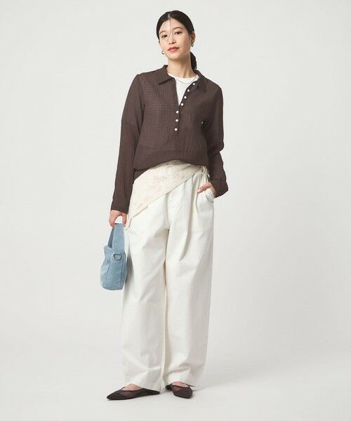 green label relaxing / グリーンレーベル リラクシング カットソー | 【WEB限定】＜at ease＞シアー サッカーライク エリツキ プルオーバー カットソー | 詳細8