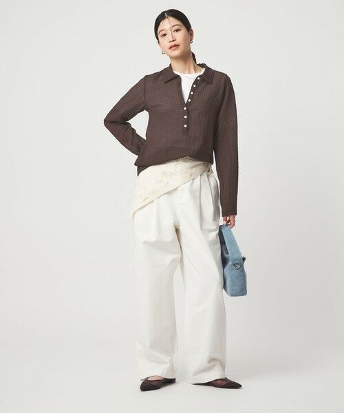 green label relaxing / グリーンレーベル リラクシング カットソー | 【WEB限定】＜at ease＞シアー サッカーライク エリツキ プルオーバー カットソー | 詳細9