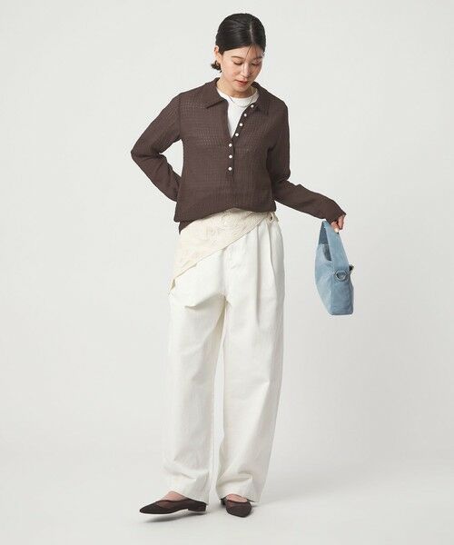 green label relaxing / グリーンレーベル リラクシング カットソー | 【WEB限定】＜at ease＞シアー サッカーライク エリツキ プルオーバー カットソー | 詳細10