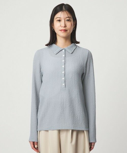 green label relaxing / グリーンレーベル リラクシング カットソー | 【WEB限定】＜at ease＞シアー サッカーライク エリツキ プルオーバー カットソー | 詳細22