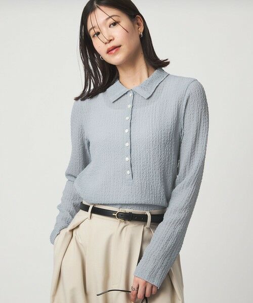 green label relaxing / グリーンレーベル リラクシング カットソー | 【WEB限定】＜at ease＞シアー サッカーライク エリツキ プルオーバー カットソー | 詳細19