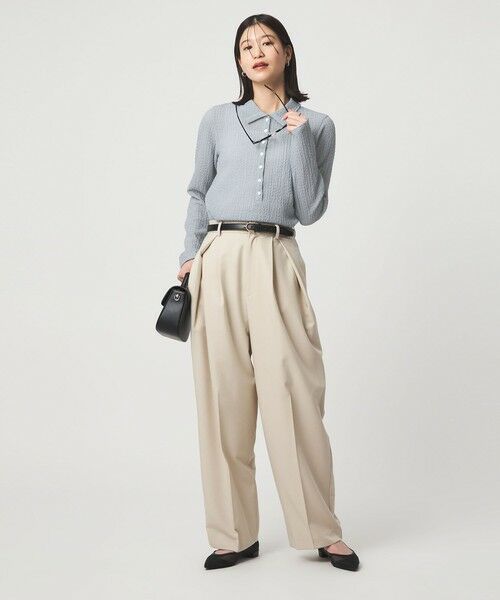 green label relaxing / グリーンレーベル リラクシング カットソー | 【WEB限定】＜at ease＞シアー サッカーライク エリツキ プルオーバー カットソー | 詳細20