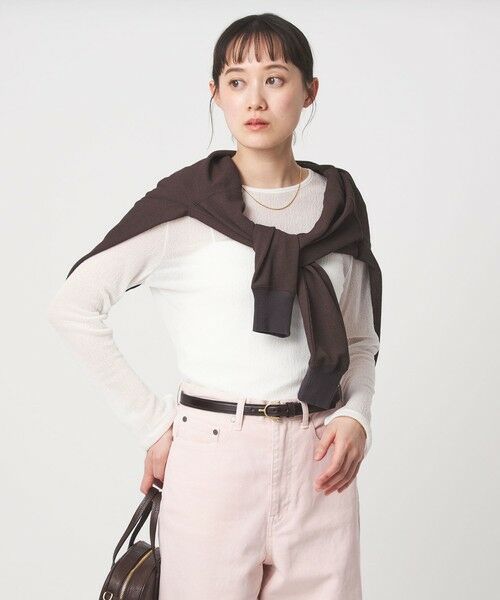 green label relaxing / グリーンレーベル リラクシング カットソー | シャーリング シアー ロングスリーブ プルオーバー カットソー | 詳細2