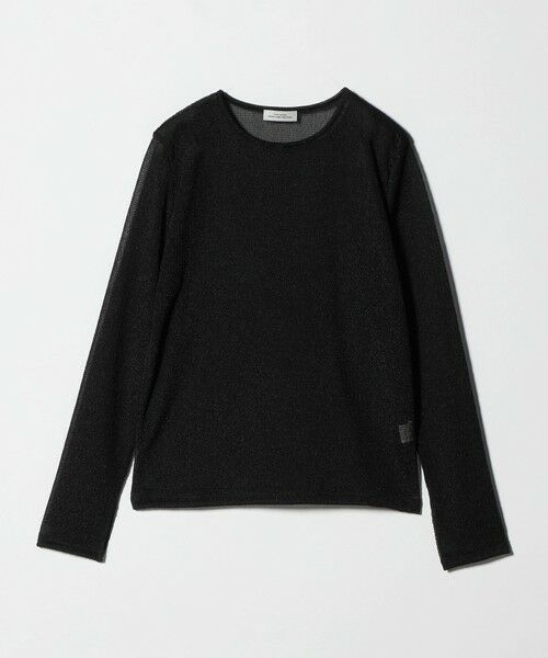 green label relaxing / グリーンレーベル リラクシング カットソー | シャーリング シアー ロングスリーブ プルオーバー カットソー（BLACK）