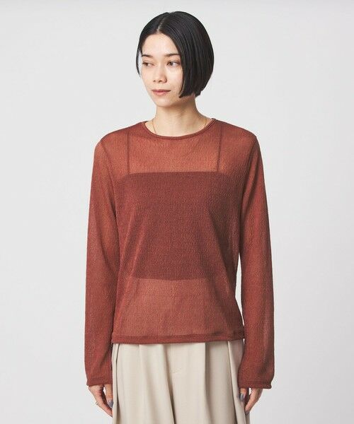 green label relaxing / グリーンレーベル リラクシング カットソー | シャーリング シアー ロングスリーブ プルオーバー カットソー | 詳細14