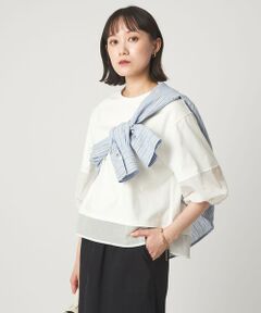 green label relaxing / グリーンレーベル リラクシング カットソー | タフタ ドッキング ボリュームスリーブ プルオーバー