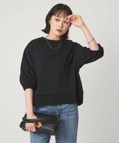 green label relaxing / グリーンレーベル リラクシング カットソー | タフタ ドッキング ボリュームスリーブ プルオーバー