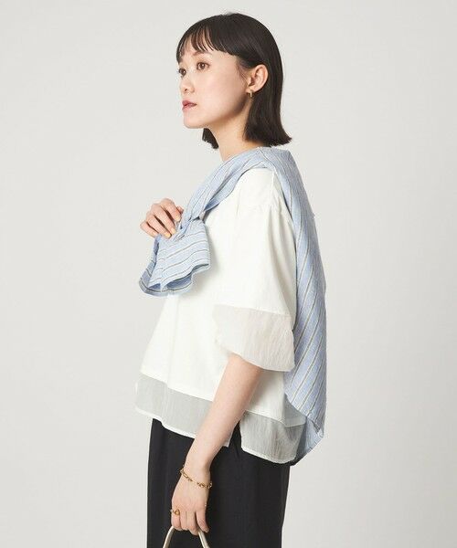 green label relaxing / グリーンレーベル リラクシング カットソー | タフタ ドッキング ボリュームスリーブ プルオーバー | 詳細2