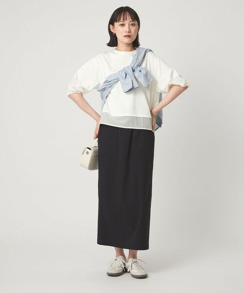 green label relaxing / グリーンレーベル リラクシング カットソー | タフタ ドッキング ボリュームスリーブ プルオーバー | 詳細4