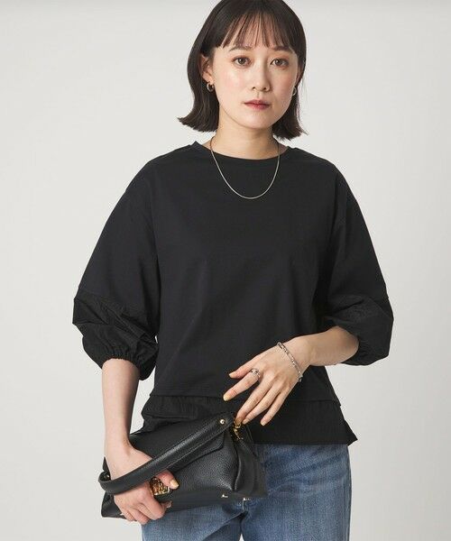 green label relaxing / グリーンレーベル リラクシング カットソー | タフタ ドッキング ボリュームスリーブ プルオーバー | 詳細8