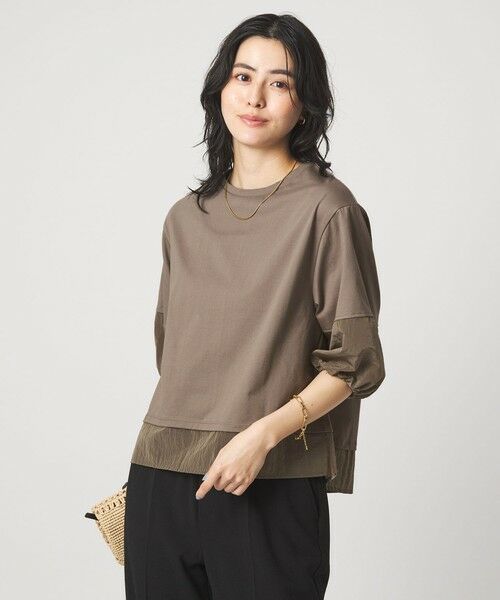 green label relaxing / グリーンレーベル リラクシング カットソー | タフタ ドッキング ボリュームスリーブ プルオーバー | 詳細11