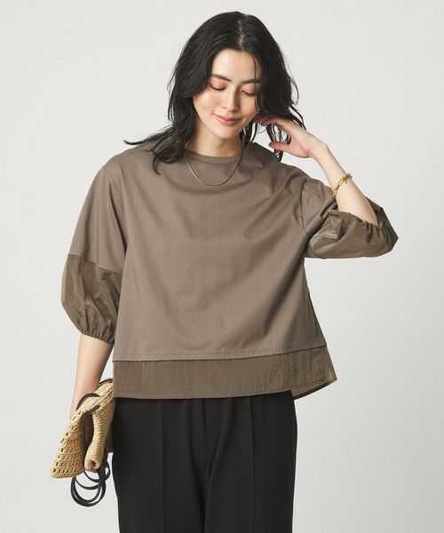 green label relaxing / グリーンレーベル リラクシング カットソー | タフタ ドッキング ボリュームスリーブ プルオーバー（MOCA）